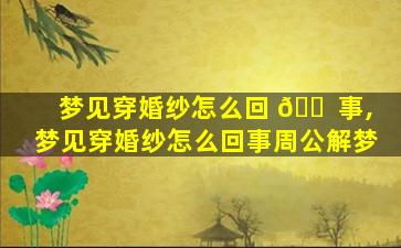 梦见穿婚纱怎么回 🐠 事,梦见穿婚纱怎么回事周公解梦